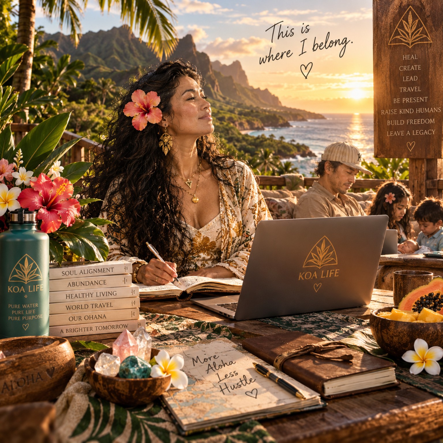Koa Life family, purposeful work, wellness, travel, presence and legacy