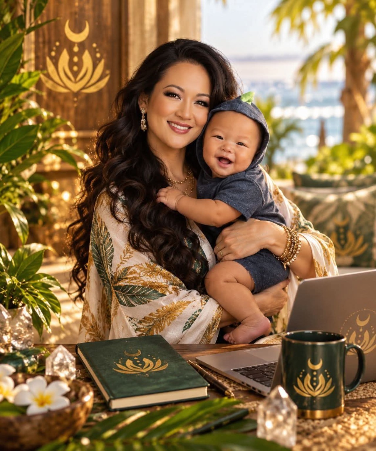Leimomi holding Koa as the vision for Koa Life began