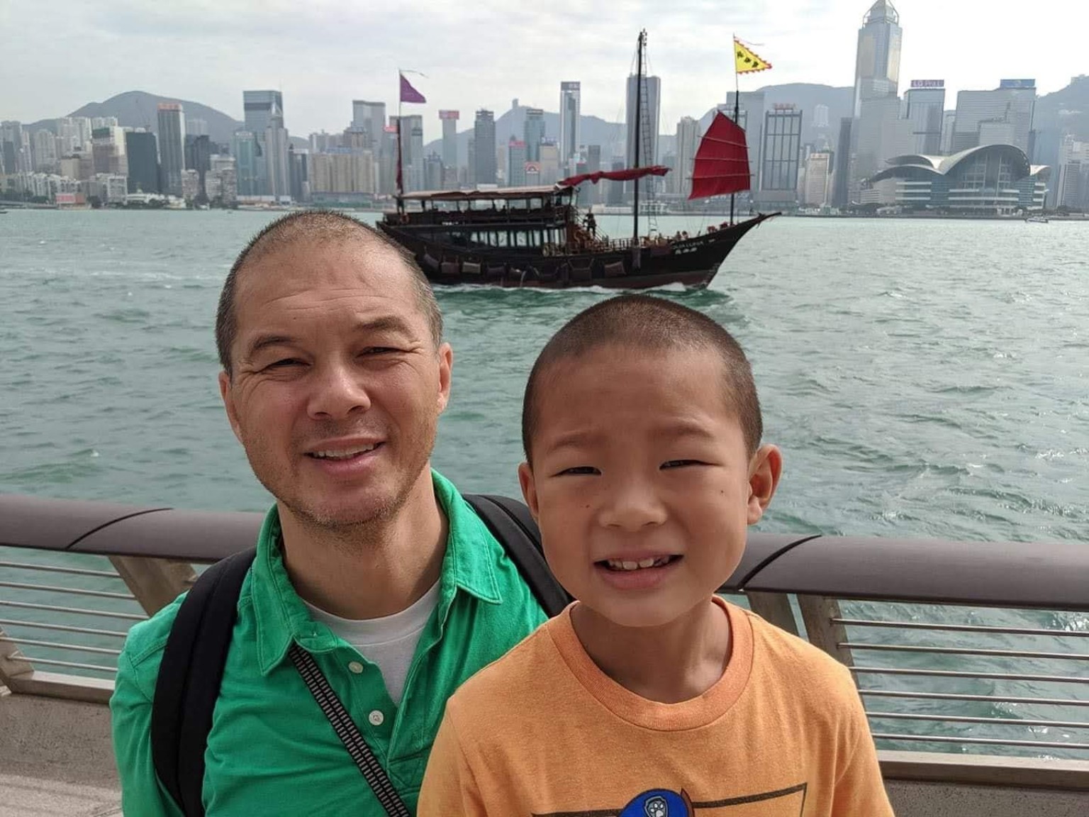 Edward and Atreo overlooking Hong Kong harbor